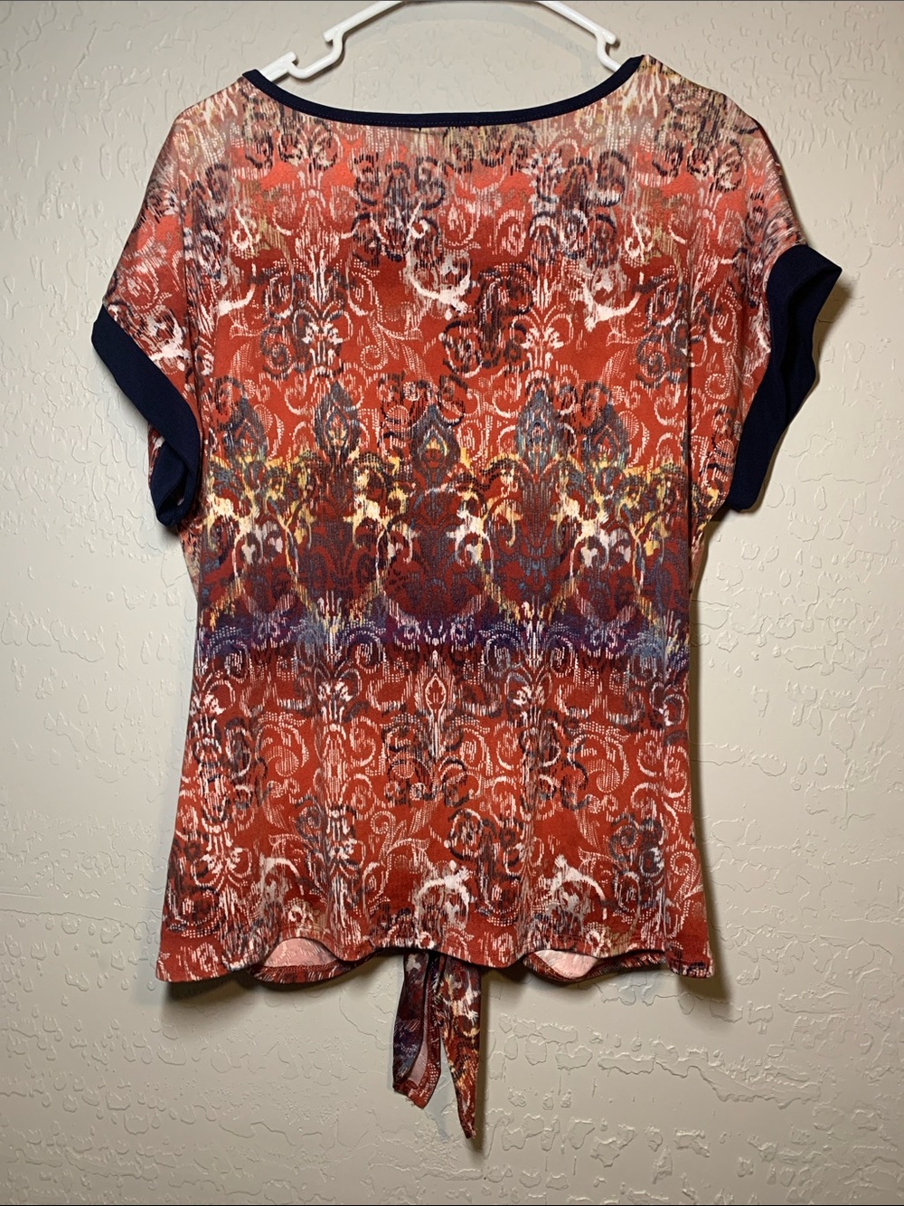 Stitch Collection Red Patterned Tie-Front Top - Picture 4 of 11